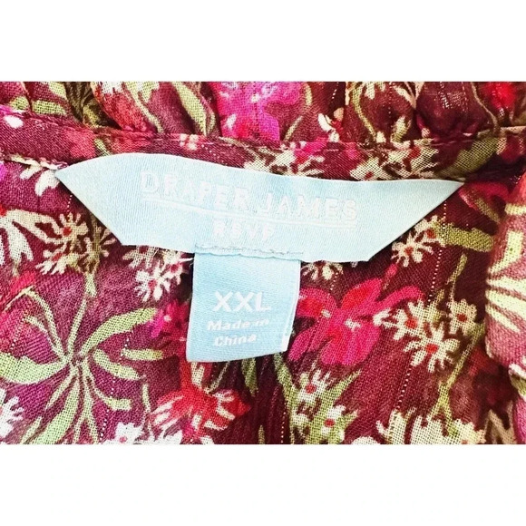 NWT DRAPER JAMES Women Long Sleeve Partially Lined Shirred Red Floral Dress XXL - Picture 10 of 12